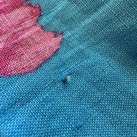 Talbots Womens Floral Capri Pants Size 14 Blue Pink Linen Blend Lightweight XL - Picture 10 of 12